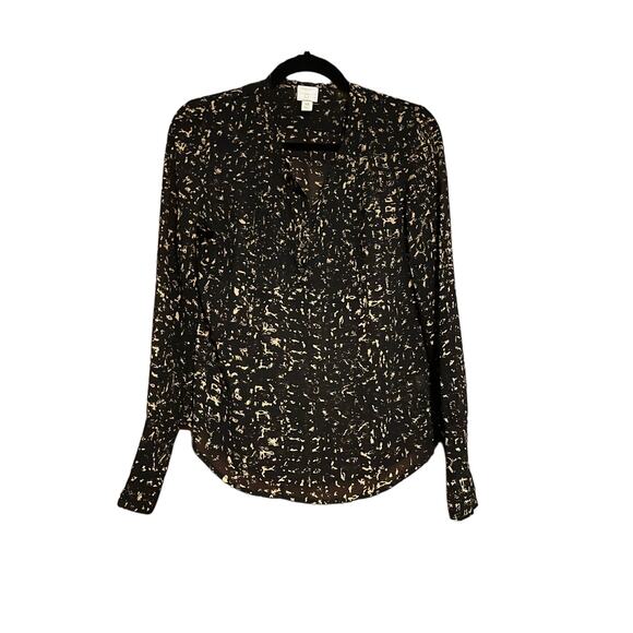 Converse One Star Women's Sheer Pleated Blouse Long Sleeve Black Size XS - Picture 2 of 9